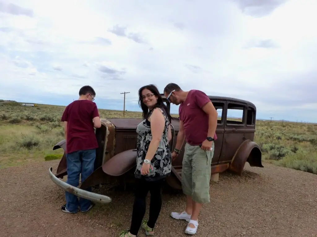 Kirsty Bartholomew, travel blogger, on Route 66 with her family