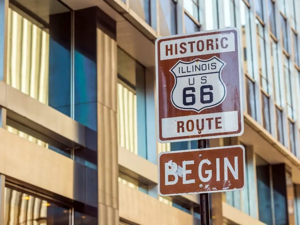 Route 66 Begin sign in Chicago 