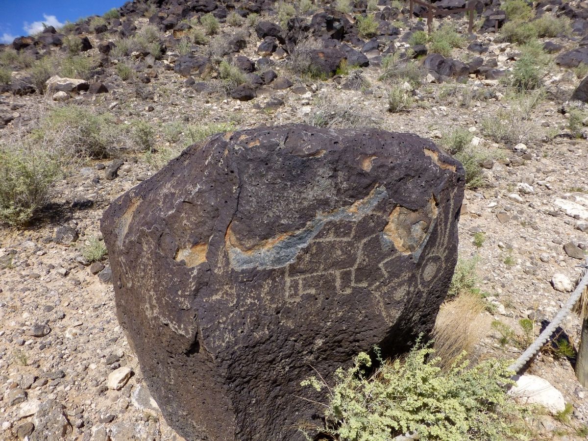 ancient drawings at petroglyph national monument in New Mexico