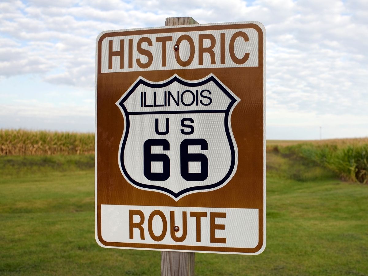 historic Route 66 Illinois road sign