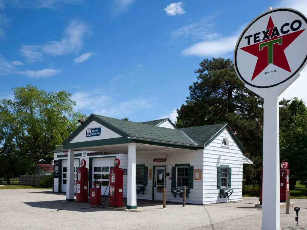 Restored gas station on Route 66 through Illinois