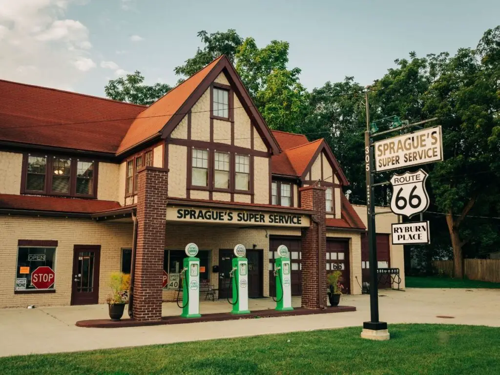 Restored Gas station on Route 66 in Illinois