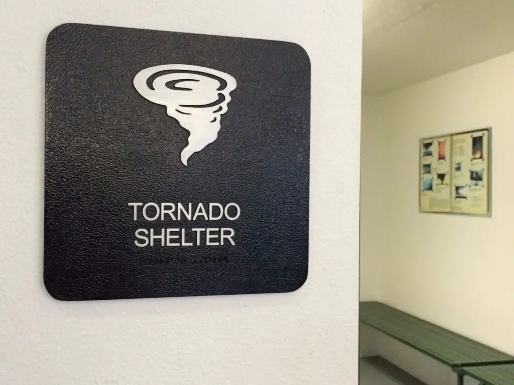 Tornado shelter sign in Texas