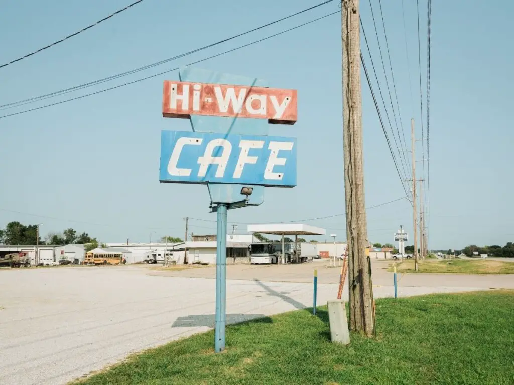Hi Way Cafe sign in Oklahoma on Route 66