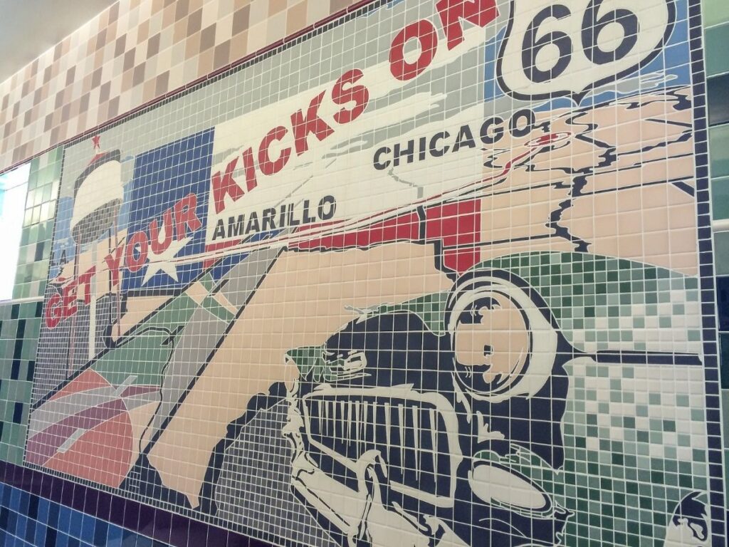 Mural in a service station on Route 66 in Texas