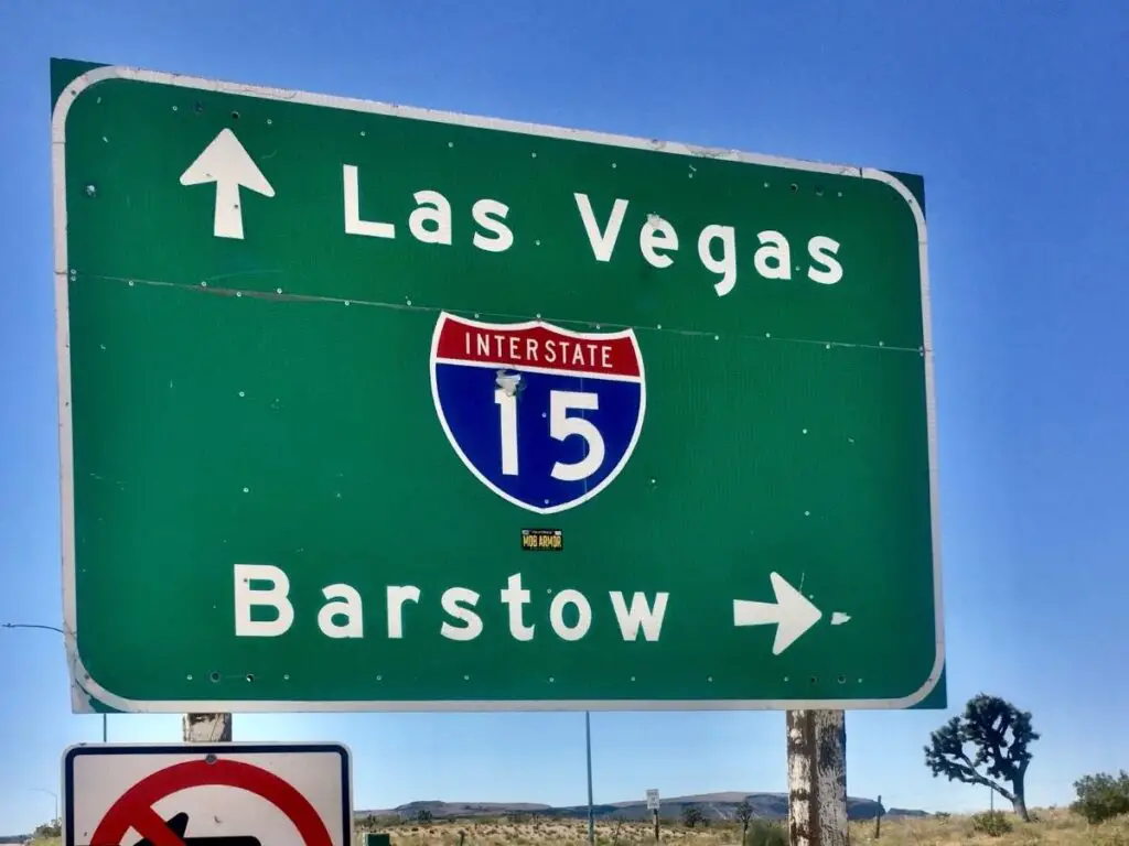 Road sign to Las Vegas and Barstow on Route 66