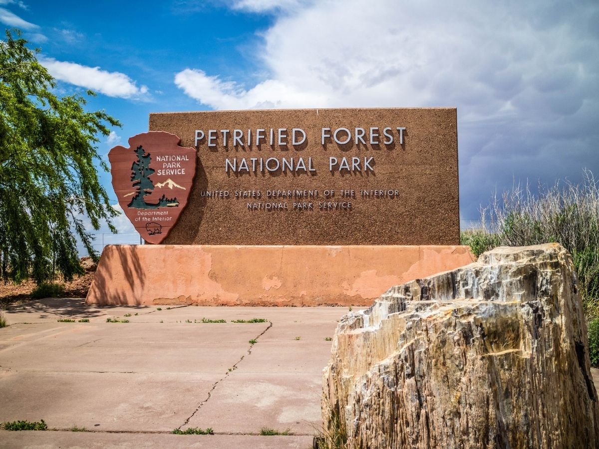Sign at Petrified Forest National Park on Route 66