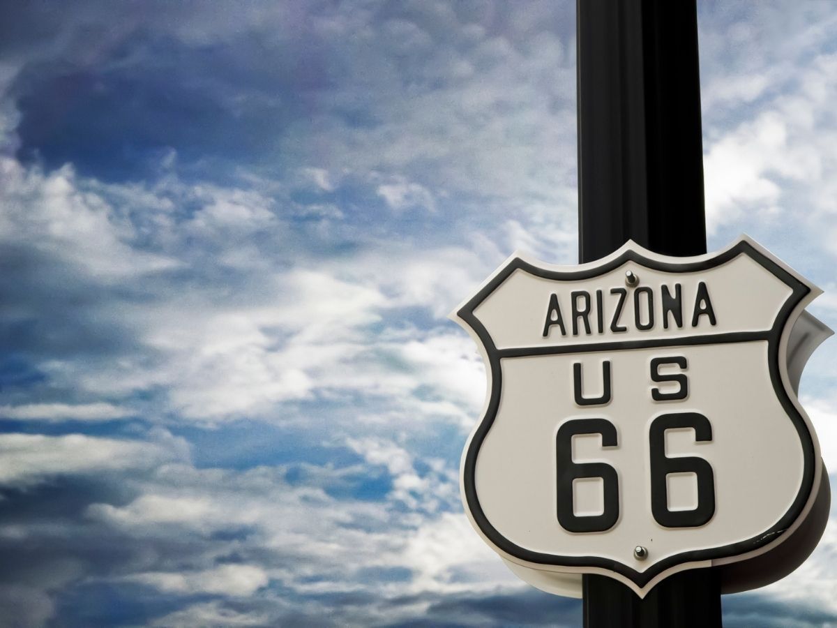 Road sign along Route 66 in Arizona
