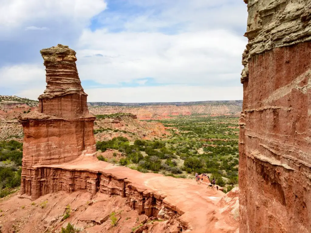 Vertical rock formations at Palo Duro Canyon in Texas near Route 66