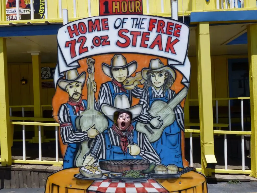 photo opportunity outside Big Texan in Amarillo
