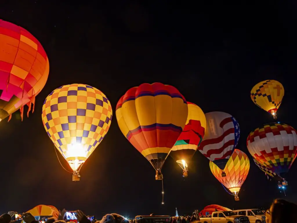Albuquerque Balloon Fiesta at night near Route 66 in October